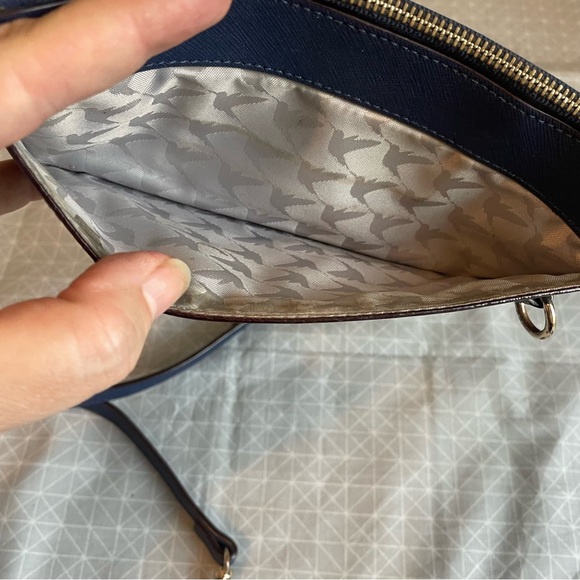 Lo & Sons Phone Wristlet Pouch in Navy Saffiano/Gold/Gray - Picture 6 of 8